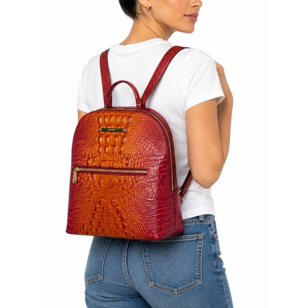 Brahmin Felicity Melbourne Leather Backpack Passion Fruit Sunset - Picture 1 of 12